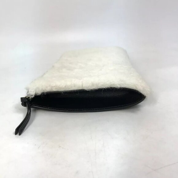 BALENCIAGA 347238 logo Bag Clutch bag Leather / Mouton Black/White - Picture 10 of 16